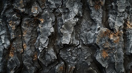 Poster - This detailed image showcases burnt bark with a cracked texture and rugged look, emphasizing the deep and intricate patterns formed by burning, adding a natural and rustic charm.