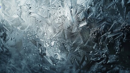 Poster - This image reveals intricate frost patterns on a surface, displaying the delicate and beautiful structures that ice can form, providing a glimpse into nature's artistic capabilities.