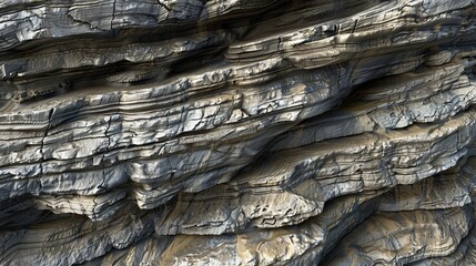 Poster - This image presents a close view of layered rock formations, highlighting the detailed geological lines and textures, reflecting the intricate process of natural rock formation.