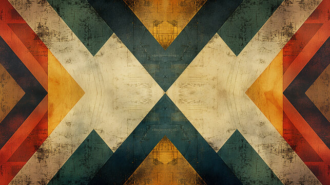 Abstract background showing a grunge geometric pattern with colorful triangles