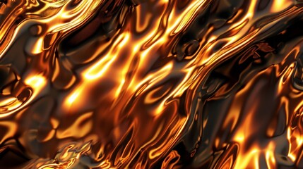Poster - A radiant abstract image of liquid metal, featuring fiery golden hues and fluid shapes, captured in a visually compelling composition that suggests heat and vitality.