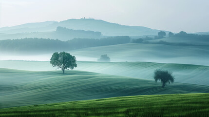 Poster - Calm peaceful Tuscany landscape. Background image. Created with Generative AI technology.