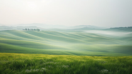 Poster - Calm peaceful Tuscany landscape. Background image. Created with Generative AI technology.