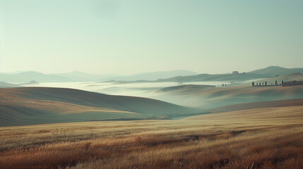 Poster - Calm peaceful Tuscany landscape. Background image. Created with Generative AI technology.