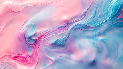 Aufkleber - Pink and blue paint mixing together creating abstract wavy pattern