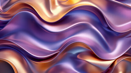 Poster - Abstract background with purple and gold metallic waves flowing