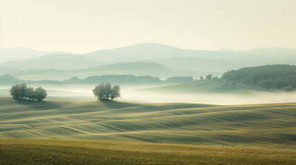 Poster - Calm peaceful Tuscany landscape. Background image. Created with Generative AI technology.