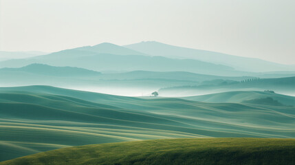 Poster - Calm peaceful Tuscany landscape. Background image. Created with Generative AI technology.