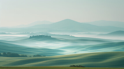 Poster - Calm peaceful Tuscany landscape. Background image. Created with Generative AI technology.