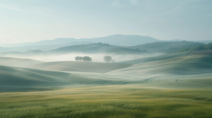 Poster - Calm peaceful Tuscany landscape. Background image. Created with Generative AI technology.