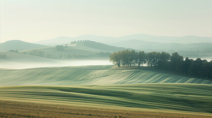 Poster - Calm peaceful Tuscany landscape. Background image. Created with Generative AI technology.
