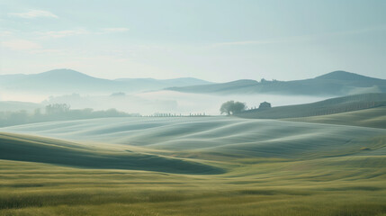 Poster - Calm peaceful Tuscany landscape. Background image. Created with Generative AI technology.