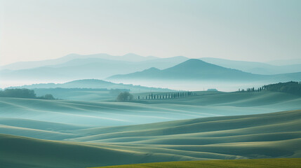 Poster - Calm peaceful Tuscany landscape. Background image. Created with Generative AI technology.