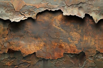 Wall Mural - rusted metal plate texture with rough surface and cutout shape