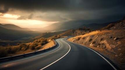 Beautiful asphalt freeway. Winding road stretching into the distance, reminding you to embrace the journey of life and enjoy every step along the way