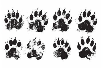 Wall Mural - Paw footprint icon, animal foot print, dog graffiti spray step, wolf trail, bear trace silhouette, paw footprint