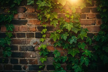 Green Ivy on a Brick Wall