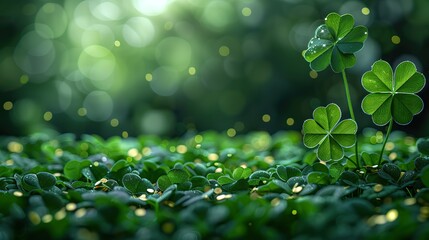 Poster - st patricks day banner design,four leaf clover gold coins confetti.stock image