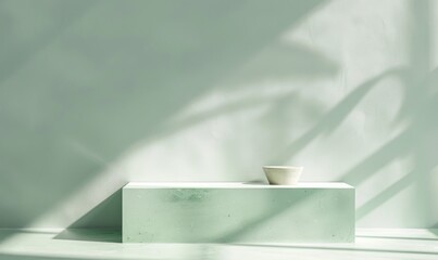 Wall Mural - Pale green countertop, pastel background, shadow from window