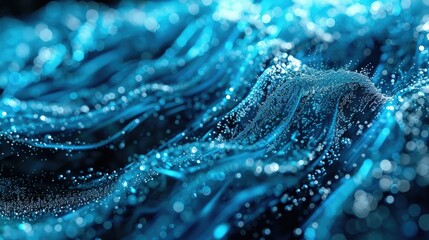 Poster - Big data movement represented by abstract cyan streams of information