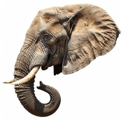 Sticker - Portrait of a majestic elephant isolated on a white background