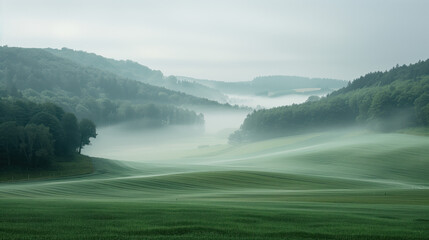 Poster - Calm peaceful German countryside landscape. Background image. Created with Generative AI technology.