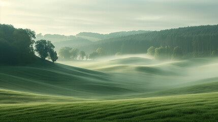 Poster - Calm peaceful German countryside landscape. Background image. Created with Generative AI technology.