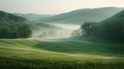 Poster - Calm peaceful German countryside landscape. Background image. Created with Generative AI technology.