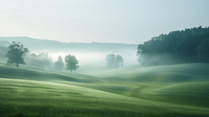 Poster - Calm peaceful German countryside landscape. Background image. Created with Generative AI technology.