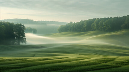 Poster - Calm peaceful German countryside landscape. Background image. Created with Generative AI technology.