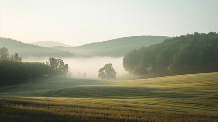Poster - Calm peaceful German countryside landscape. Background image. Created with Generative AI technology.