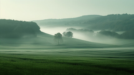 Poster - Calm peaceful German countryside landscape. Background image. Created with Generative AI technology.