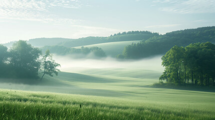 Poster - Calm peaceful German countryside landscape. Background image. Created with Generative AI technology.
