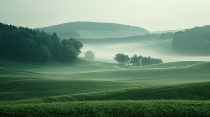 Poster - Calm peaceful German countryside landscape. Background image. Created with Generative AI technology.
