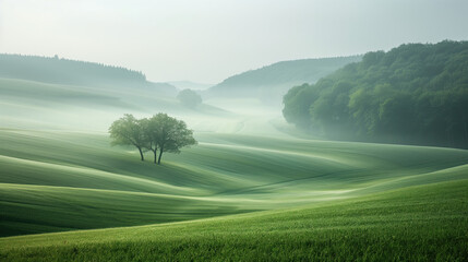 Poster - Calm peaceful German countryside landscape. Background image. Created with Generative AI technology.