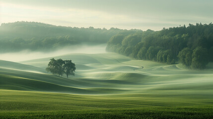 Poster - Calm peaceful German countryside landscape. Background image. Created with Generative AI technology.