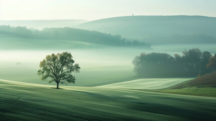 Poster - Calm peaceful German countryside landscape. Background image. Created with Generative AI technology.
