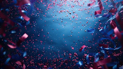 Poster - american flag party streamers confetti on dark blue background fourth of july american independence day banner template.stock photo