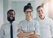 © Sanc/peopleimages.com - Happy, business people and confident with portrait in office for career in service management by non profit organization. Men, woman and inclusion with diversity, arms crossed or pride for foundation
