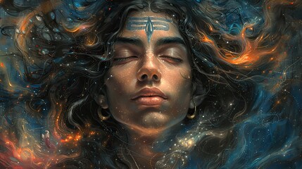 Poster - hindu god shiva painting art.illustration