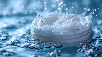 Poster - splash of water on cosmetic podium.illustration