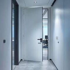 Poster - office interior with white door and glass walls