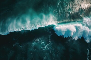 Wall Mural - Aerial view of a huge wave in the ocean