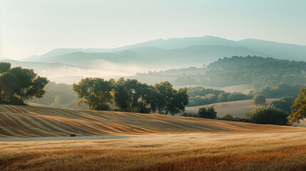 Poster - Calm and peaceful Provence countryside landscape. Background image. Created with Generative AI technology.
