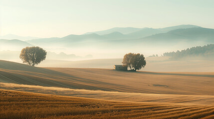 Poster - Calm and peaceful Provence countryside landscape. Background image. Created with Generative AI technology.