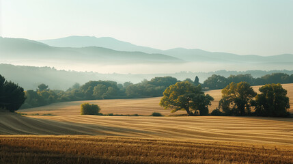 Poster - Calm and peaceful Provence countryside landscape. Background image. Created with Generative AI technology.
