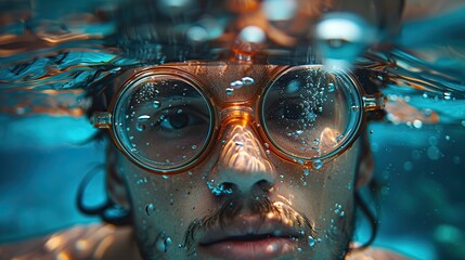 Poster - person in the pool underwater.stock image