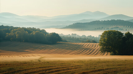Poster - Calm and peaceful Provence countryside landscape. Background image. Created with Generative AI technology.