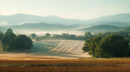 Poster - Calm and peaceful Provence countryside landscape. Background image. Created with Generative AI technology.