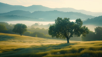 Poster - Calm and peaceful Provence countryside landscape. Background image. Created with Generative AI technology.